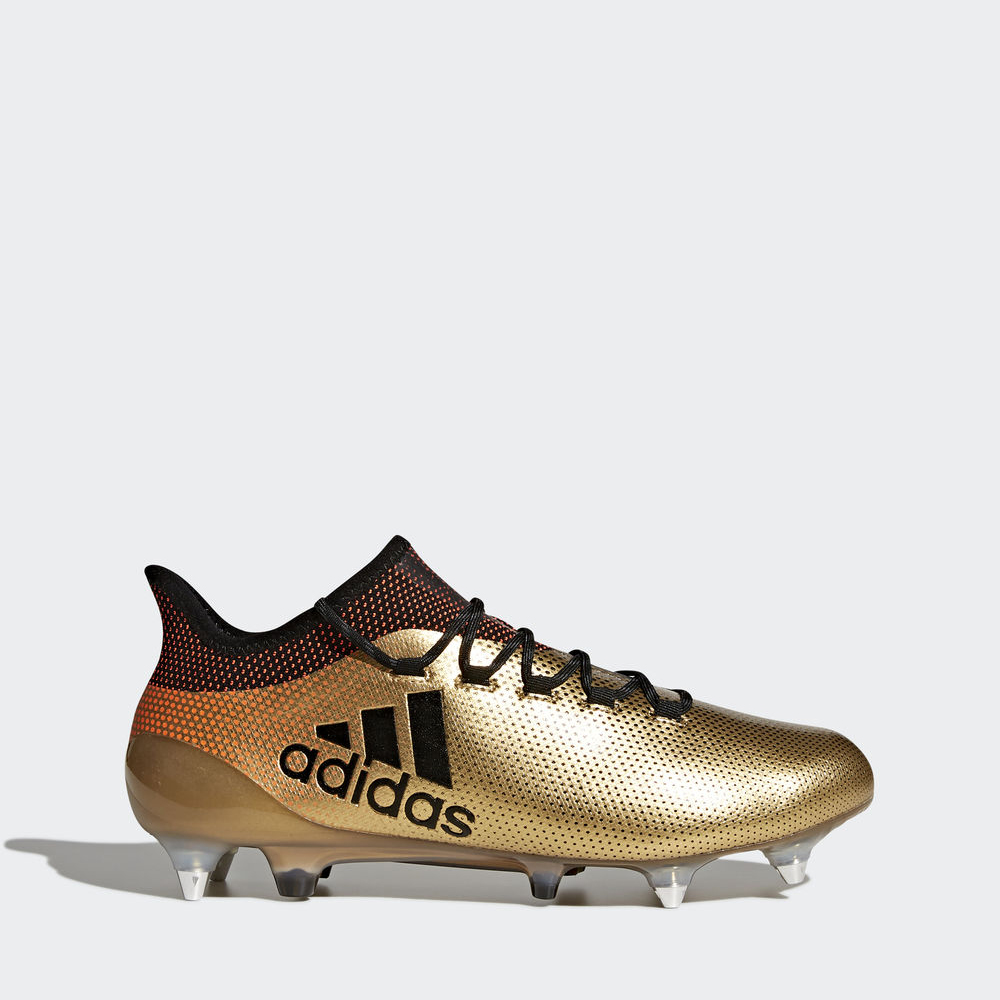 Adidas X 17.1 Soft Ground - ποδοσφαιρικα παπουτσια ανδρικα - Χρυσο Χρωμα/Μαυρα/Κοκκινα,Μέγεθος: EU 3